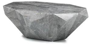 Tavolino da salotto diamond medium realizzato in compensato marino rivestito in pietra fossile, finiture grey stone