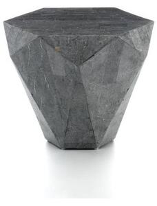 Tavolo da salotto diamond small realizzato in compensato marino e rivestito in pietra fossile di 5 diverse finiture, finiture grey stone