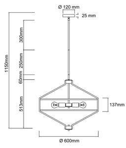 Open Design OR85822 - Lampadario a stelo ZUNDO 4xE27/15W/230V cromo opaco/bianco