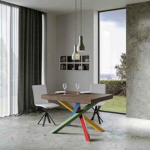 Tavolo allungabile volantis multicolor 2 con struttura in metallo e piano in legno, finiture noce, misure piano 130 x 90 cm allungabile fino a 390 cm