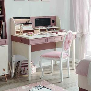 Scrivania elegance in laminato bianco e rosa con o senza pannello frontale, struttura scrivania + study unit