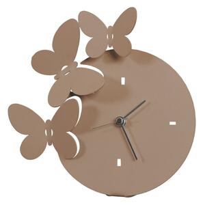 Orologio da tavolo farfalle di arti e mestieri realizzato in metallo verniciato a polvere disponibile in due diverse finiture, colore fango