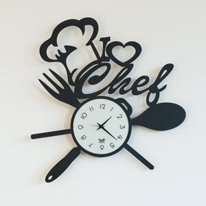 Orologio da parete i love chef di arti e mestieri realizzato in metallo con motivo cucina disponibile rossa e nera, colore nero