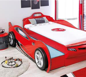 Auto letto per bambini auto coupe a due posti in abs e mdf 90x190/90x180 disponibile in due colori, colore rosso, aggiungi materasso materasso 90x190x19