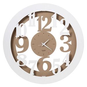 Orologio da parete ready made in italy verniciato a polvere, finiture beige e bianco marmo