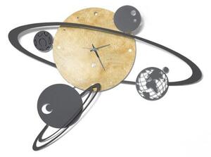 Orologio sistema solare di arti e mestieri lavorato a laser made in italy, finiture oro