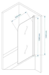 EXTRA - Parete sopravasca battente cm 100 cristallo 6mm Puntinato opaco