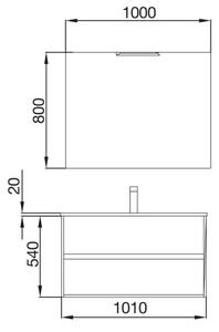 Mobile bagno sospeso cm 100 moderno in legno Noja Rovere Eternity Completa