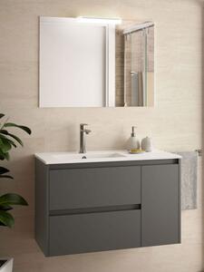 Mobile bagno sospeso cm 85 in legno Noja Grigio opaco Completa