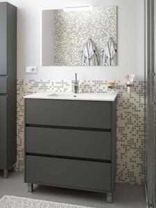 Mobile bagno moderno in legno cm 80 Arenys Grigio Opaco Completa