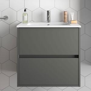 NOJA - Mobile bagno sospeso moderno cm 70 Grigio Opaco Mobile con Lavabo