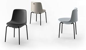 Plust planet chair sedia per esterno di in polietilene, struttura nero, seduta bianco