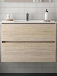 Mobile bagno moderno sospeso cm 90 in legno Noja Caledonia Mobile con Lavabo