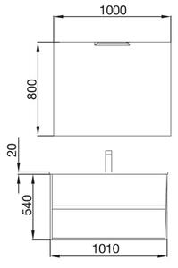 Mobile bagno sospeso cm 100 design moderno in legno Noja Caledonia Completa