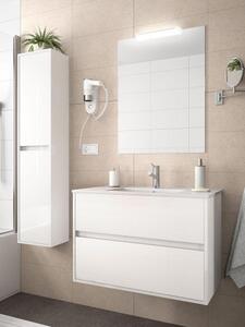 Mobile sospeso con lavabo specchiera e colonna cm 100 Noja Bianco lucido