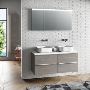 Composizione bagno lella realizzato in italia completo di 5 pezzi, finiture grigio chiaro