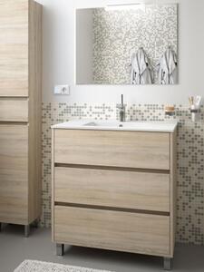 Mobile bagno moderno in legno cm 80 Arenys rovere Caledonia Completa