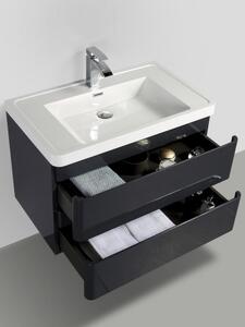 Mobile bagno sospeso cm 80 MEG Graphite Lucido Mobile con Lavabo