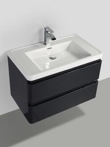 Mobile bagno sospeso cm 80 MEG Graphite Lucido Mobile con Lavabo