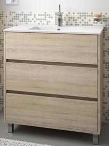 Mobile bagno moderno in legno cm 80 Arenys rovere Caledonia Mobile con Lavabo