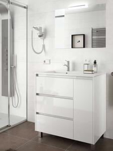 Mobile bagno moderno in legno cm 85 Arenys Bianco Lucido Completa