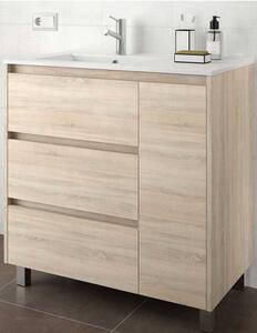 Mobile bagno moderno in legno cm 85 Arenys Rovere Caledonia Mobile con Lavabo