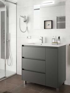 Mobile bagno moderno in legno cm 85 Arenys Grigio opaco Mobile con Lavabo