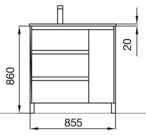 Mobile bagno moderno in legno cm 85 Arenys Rovere Eternity Mobile con Lavabo