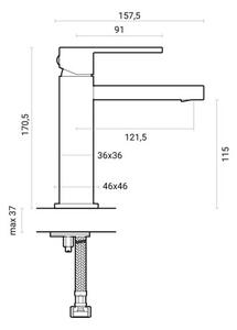 Miscelatore lavabo piletta click clack QUABLO Nero opaco