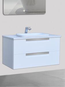 Mobile bagno sospeso in legno cm 100 Seven Bianco opaco