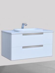 Mobile bagno sospeso in legno colore bianco opaco Mod. Seven 80