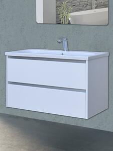 Mobile bagno sospeso in legno mod. Roy 120 col. bianco lucido