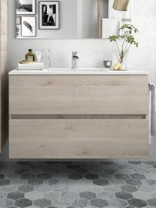 Mobile bagno sospeso cm 90 in legno naturale Fussion Line Mobile con Lavabo