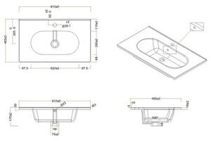 Mobile sospeso in legno 2 cassetti cm 80 Unico Alsazia Mobile con Lavabo