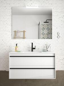 Mobile bagno sospeso Attila 80 cm legno a 2 cassetti con lavabo colore Bianco Lucido Completa