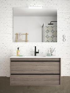 Mobile bagno sospeso Attila 80 cm in legno a 2 cassetti con lavabo colore Rovere Eternity Completa