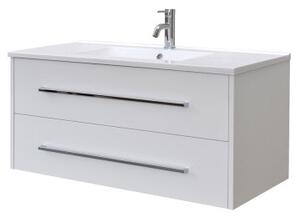 Mobile bagno sospeso 2 cassetti cm 100 Hawaii Bianco Lucido Mobile con Lavabo