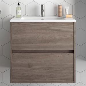 NOJA - Mobile bagno sospeso moderno cm 70 Rovere Eternity Mobile con Lavabo