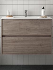 Mobile bagno sospeso cm 90 moderno in legno Noja Rovere Eternity Completa