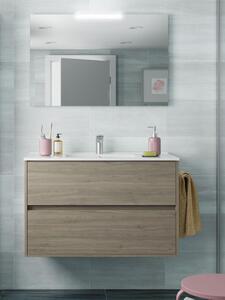 Mobile bagno sospeso cm 100 moderno in legno Noja Rovere Eternity Completa