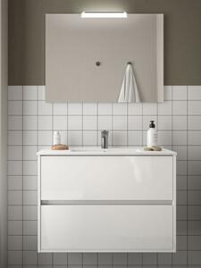 Mobile bagno sospeso in legno cm 80 Noja Bianco lucido Completa