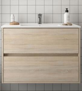 Mobile bagno sospeso in legno cm 80 Noja Caledonia Mobile con Lavabo