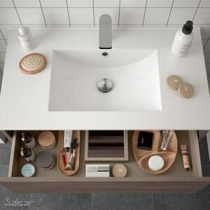 Mobile bagno sospeso cm 90 moderno in legno Noja Rovere Eternity Completa