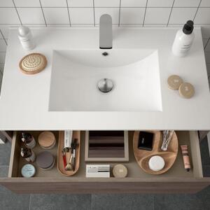 Mobile bagno sospeso cm 100 moderno in legno Noja Rovere Eternity Completa