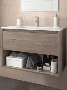 Mobile sospeso in legno 1 cassetto 1 vano cm 80 Noja Rovere Eternity Mobile con Lavabo