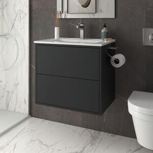 OPTIMUS - Mobile bagno sospeso cm 60 Nero Opaco Mobile con Lavabo