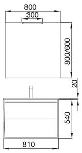 Mobile sospeso in legno 1 cassetto 1 vano cm 80 Noja Grigio opaco Completa