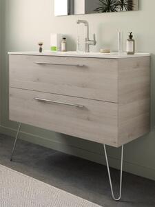 Mobile sospeso in legno 2 cassetti cm 80 Unico Naturale Mobile con Lavabo