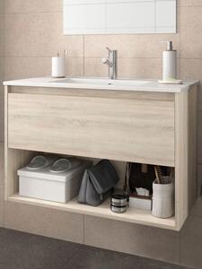 Mobile sospeso in legno 1 cassetto 1 vano cm 80 Noja Rovere Caledonia Mobile con Lavabo