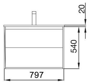 Mobile sospeso in legno 2 cassetti cm 80 Unico Alsazia Mobile con Lavabo